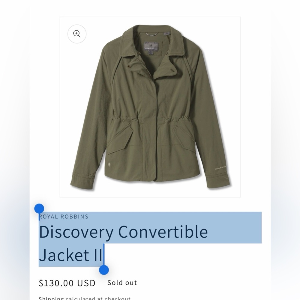 Royal Robbins Green Convertible Jacket